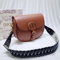 Dior M9320 Large Bobby Bag Brown Box Calfskin with Blue Oblique Strap - Default Title - View 1