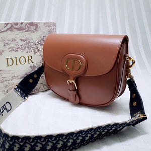 Dior M9320 Large Bobby Bag Brown Box Calfskin with Blue Oblique Strap - Default Title - View 3