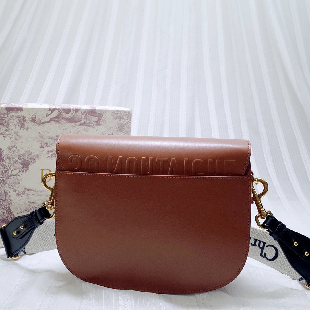 Dior M9320 Large Bobby Bag Brown Box Calfskin with Blue Oblique Strap - Default Title - View 4