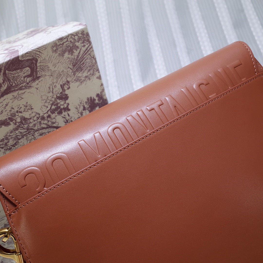 Dior M9320 Large Bobby Bag Brown Box Calfskin with Blue Oblique Strap