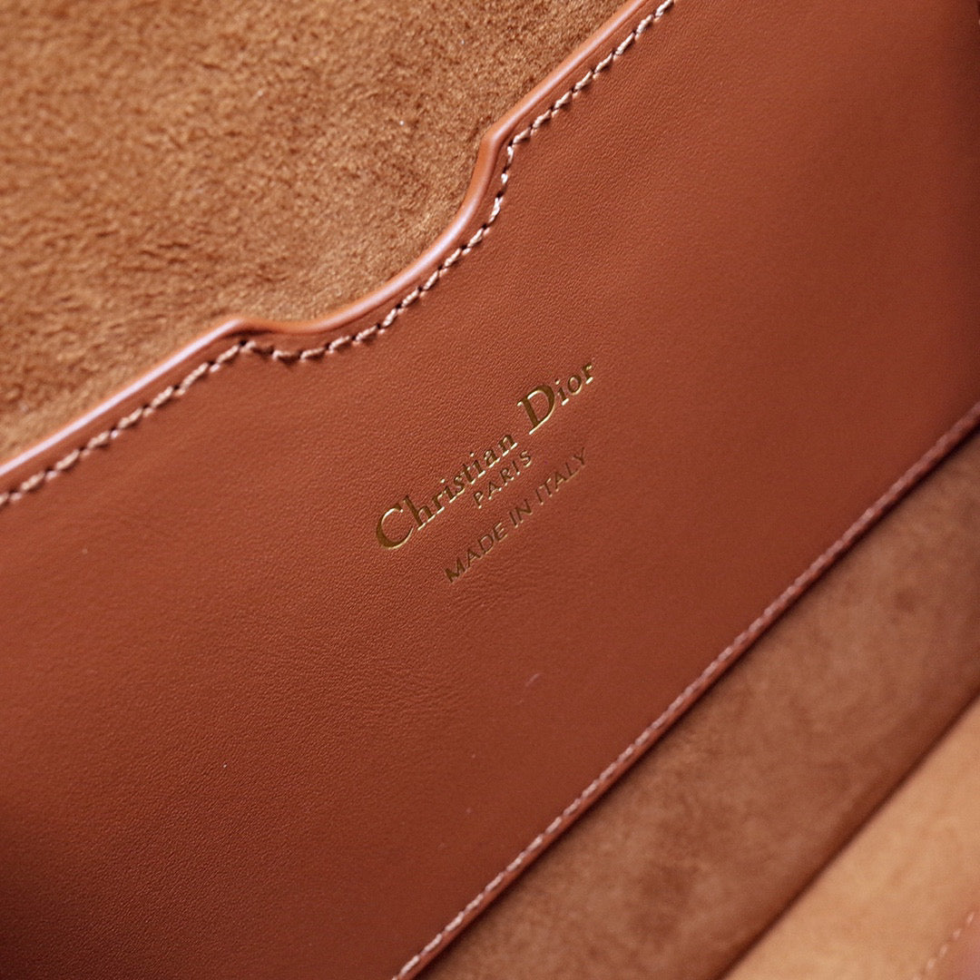 Dior M9320 Large Bobby Bag Brown Box Calfskin with Blue Oblique Strap - Default Title - View 9