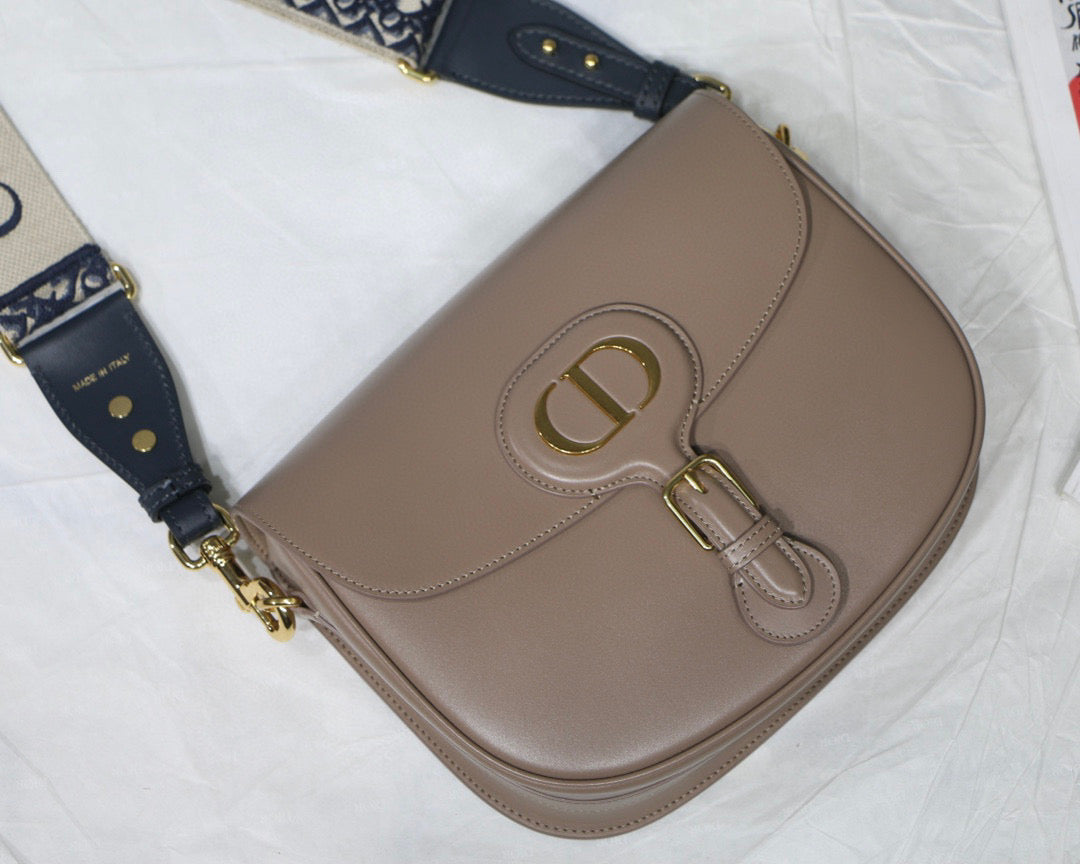 Dior M9320 Large Bobby Bag Light Pink Box Calfskin with Blue Oblique Strap - Default Title - View 2
