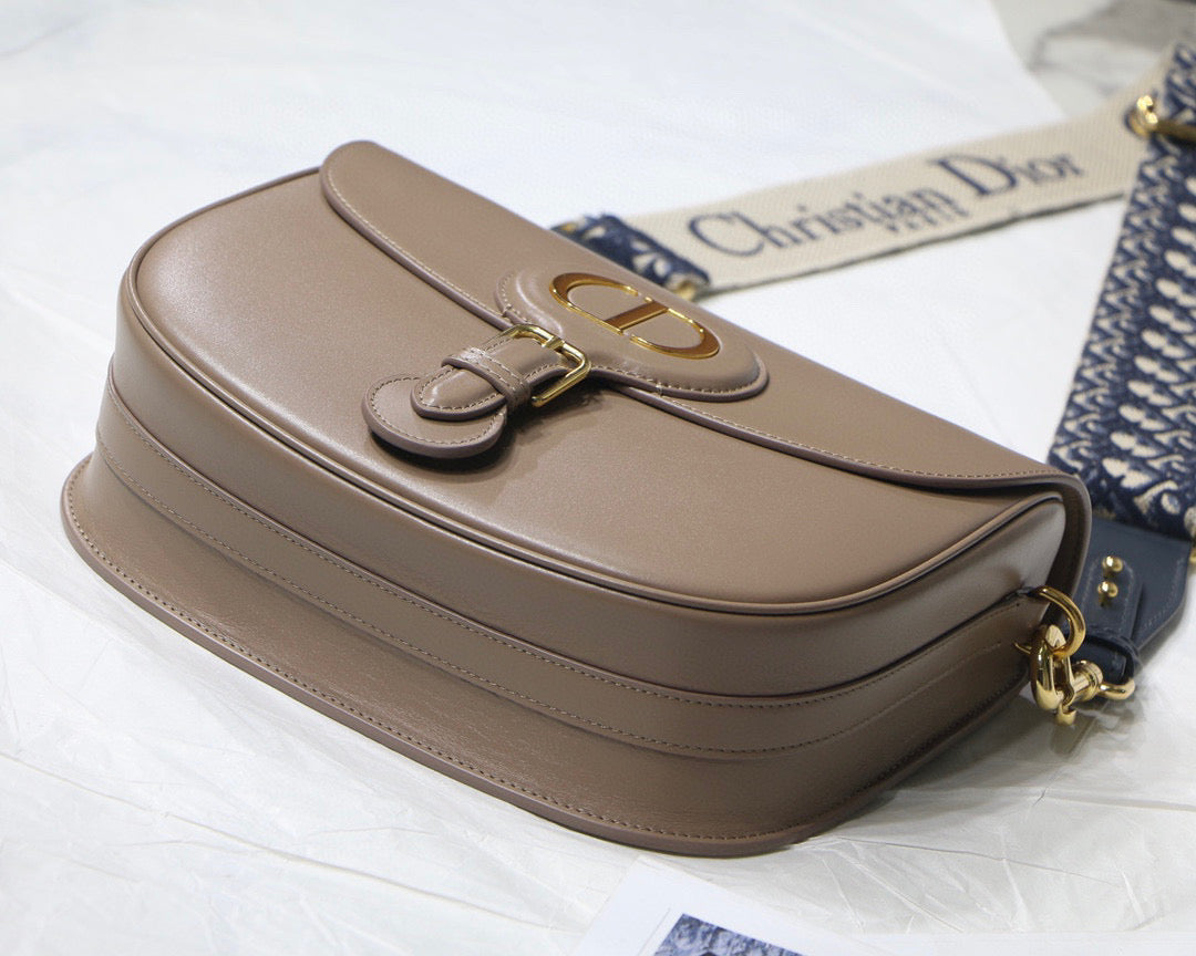 Dior M9320 Large Bobby Bag Light Pink Box Calfskin with Blue Oblique Strap - Default Title - View 7