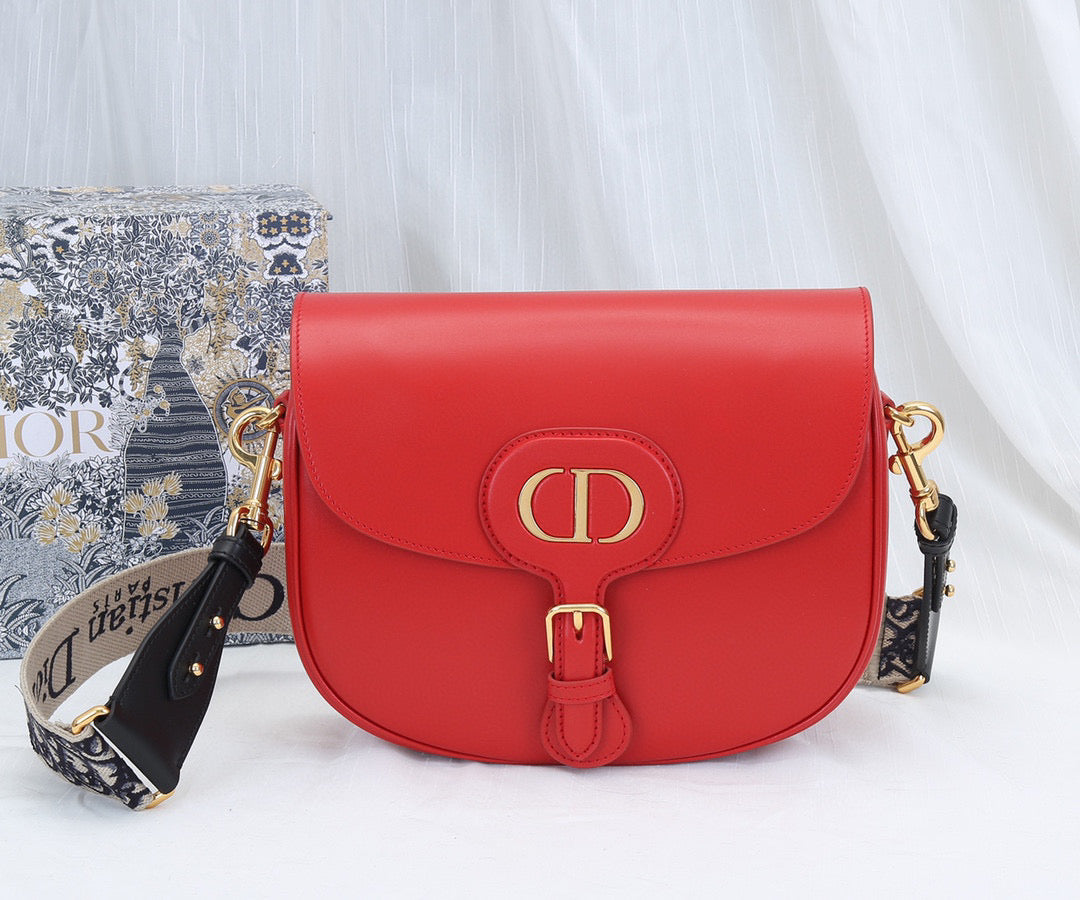 Dior M9320 Large Bobby Bag Red Box Calfskin with Blue Oblique Strap - Default Title - View 1