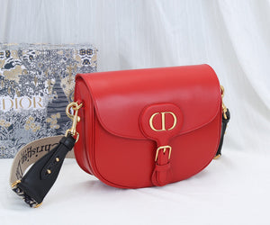 Dior M9320 Large Bobby Bag Red Box Calfskin with Blue Oblique Strap - Default Title - View 2