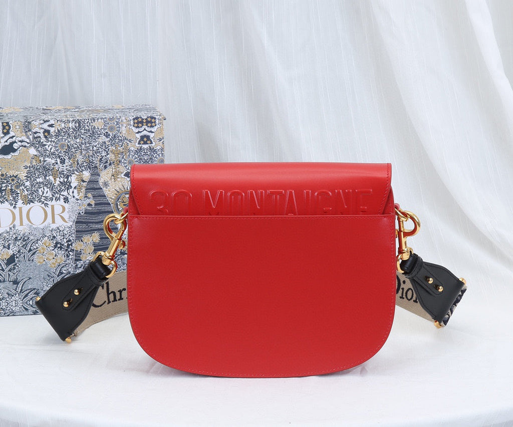 Dior M9320 Large Bobby Bag Red Box Calfskin with Blue Oblique Strap