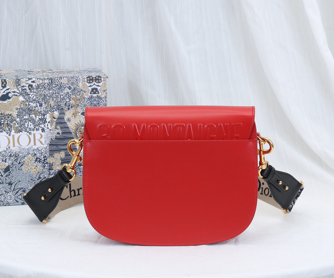 Dior M9320 Large Bobby Bag Red Box Calfskin with Blue Oblique Strap - Default Title - View 4