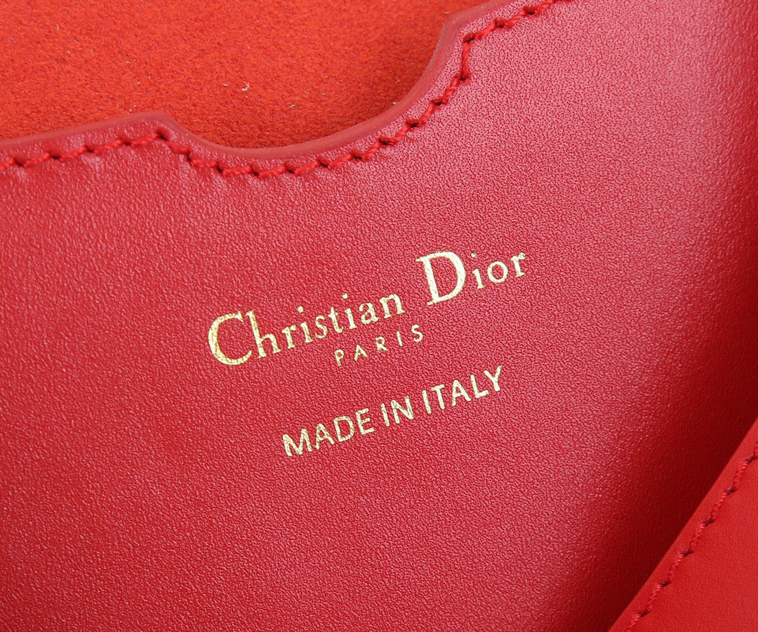 Dior M9320 Large Bobby Bag Red Box Calfskin with Blue Oblique Strap - Default Title - View 9