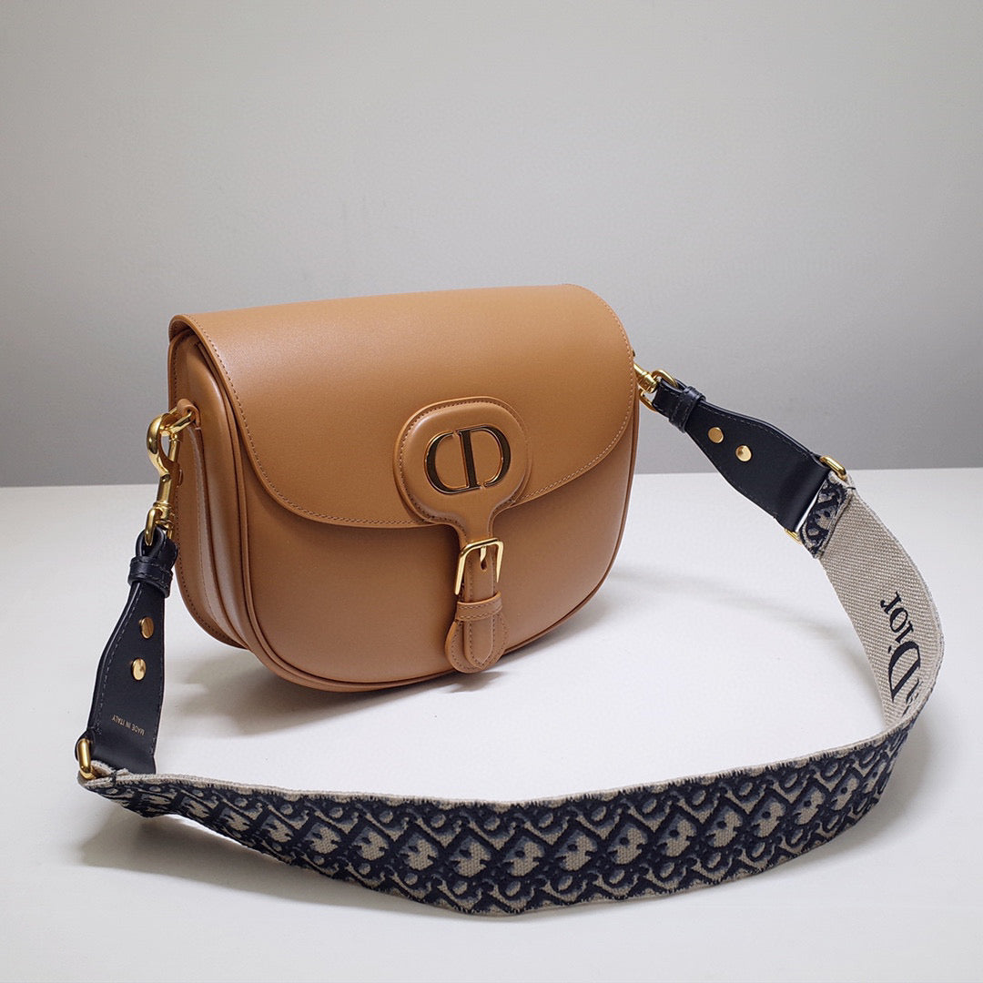 Dior M9320 Large Bobby Bag Tan Box Calfskin with Blue Oblique Strap - Default Title - View 2