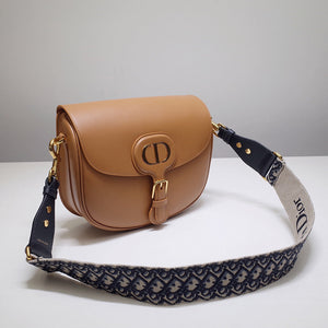 Dior M9320 Large Bobby Bag Tan Box Calfskin with Blue Oblique Strap - Default Title - View 2