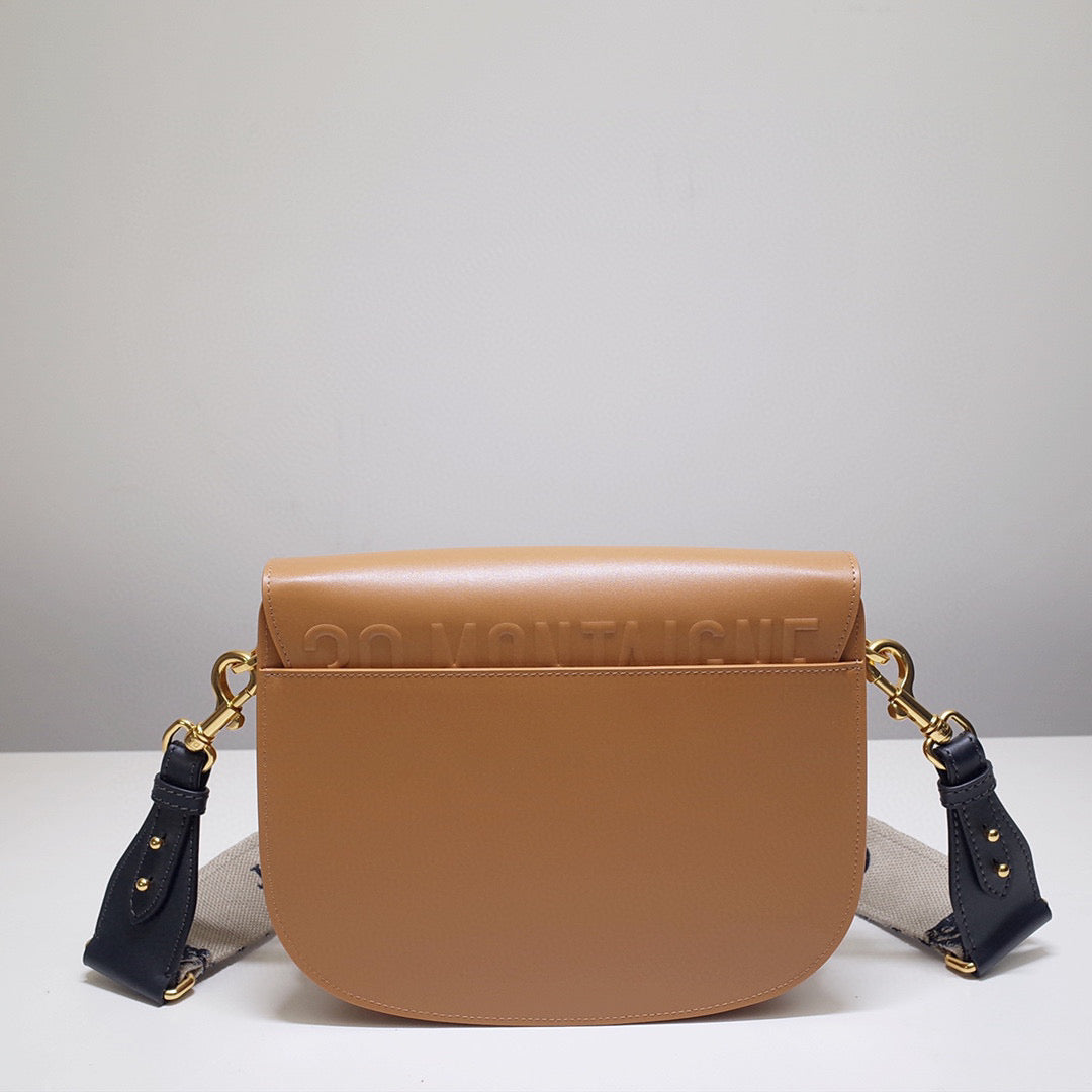 Dior M9320 Large Bobby Bag Tan Box Calfskin with Blue Oblique Strap - Default Title - View 6