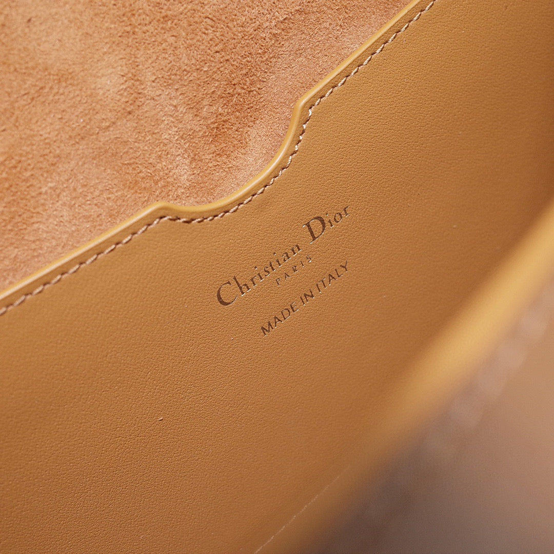 Dior M9320 Large Bobby Bag Tan Box Calfskin with Blue Oblique Strap - Default Title - View 9