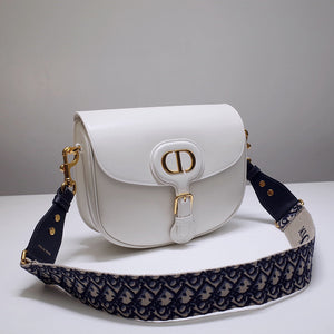 Dior M9320 Large Bobby Bag white Box Calfskin with Blue Oblique Strap - Default Title - View 2