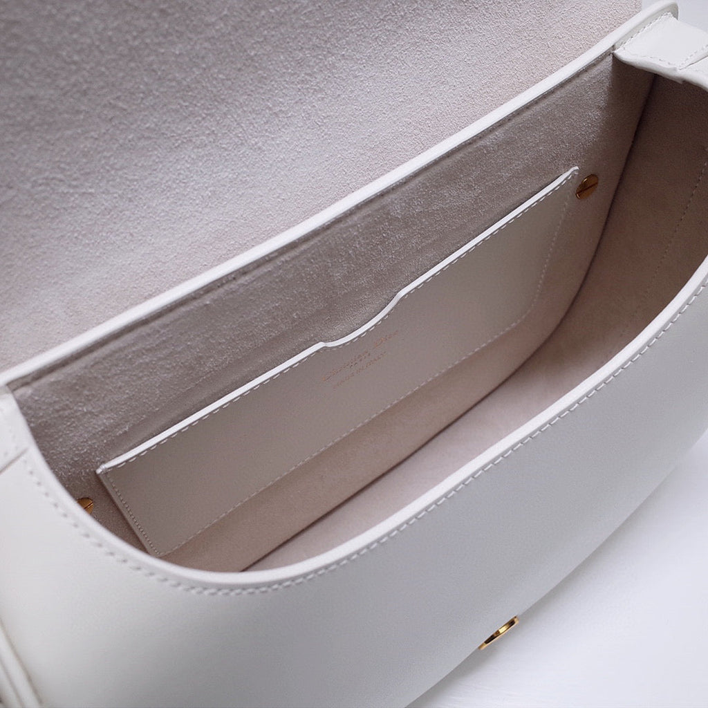 Dior M9320 Large Bobby Bag white Box Calfskin with Blue Oblique Strap