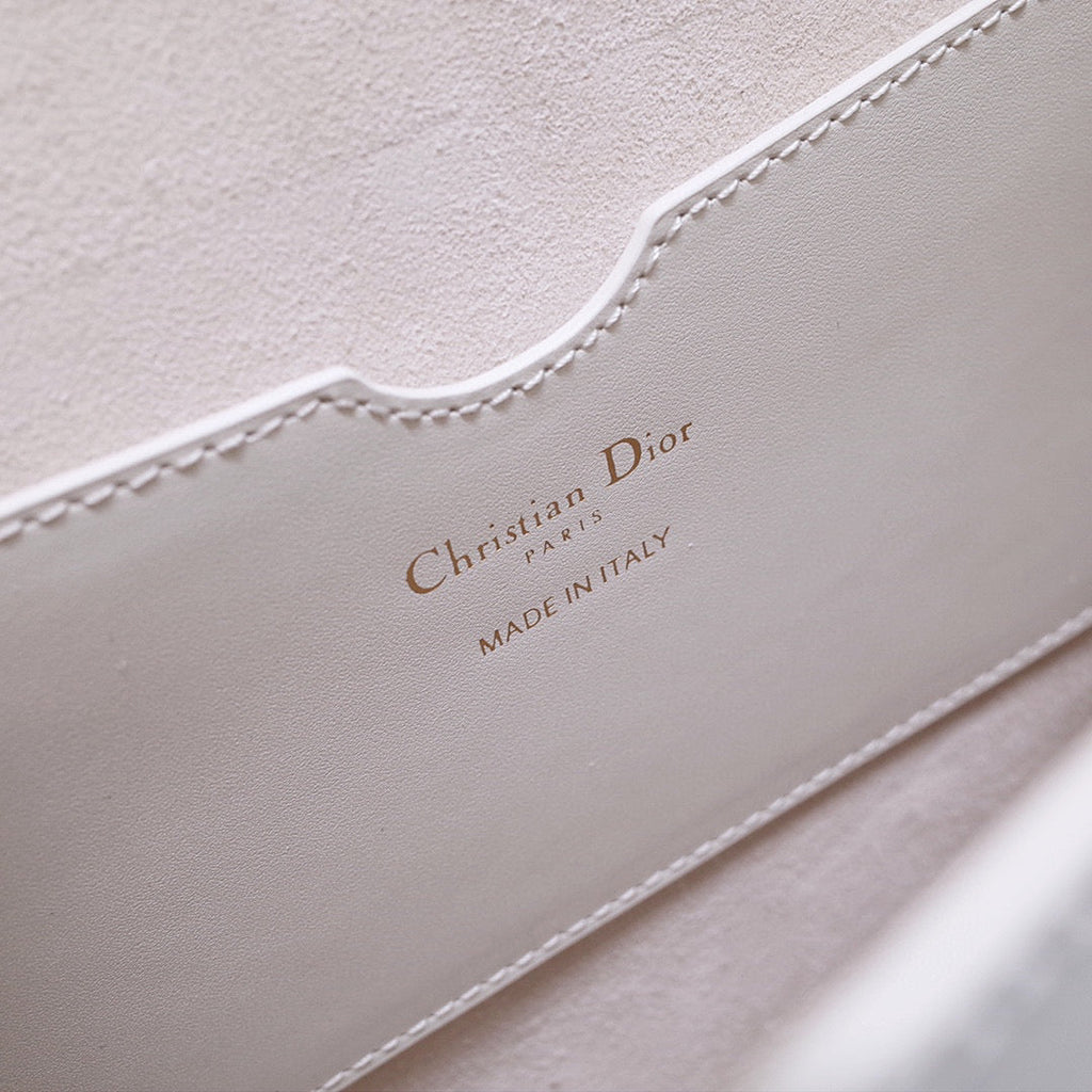 Dior M9320 Large Bobby Bag white Box Calfskin with Blue Oblique Strap