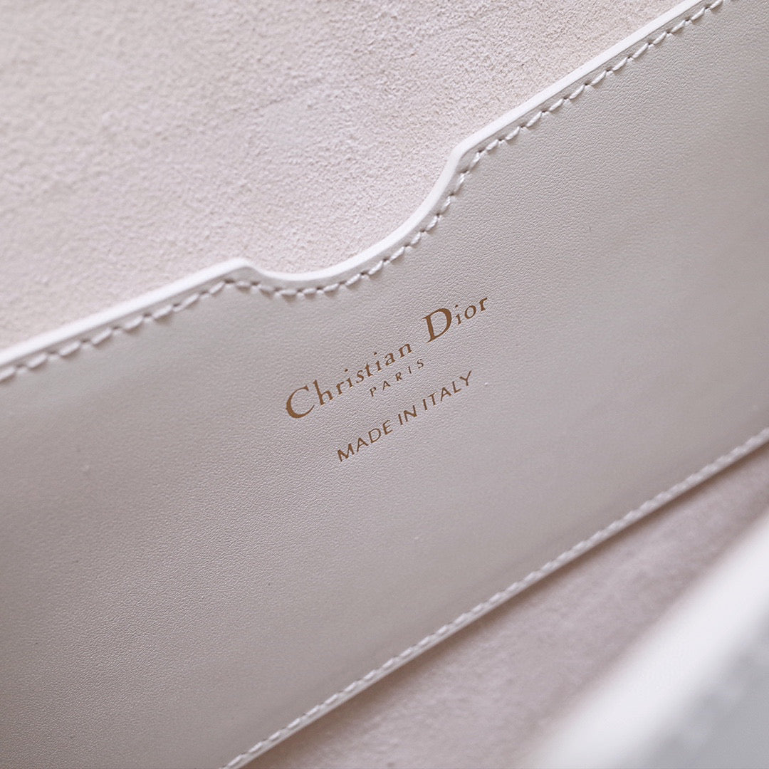 Dior M9320 Large Bobby Bag white Box Calfskin with Blue Oblique Strap