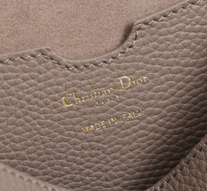 Dior M9320 Large Dior Bobby Bag Warm Taupe BoxCalfskin With Blue Oblique Embroidered Strap - Default Title - View 9