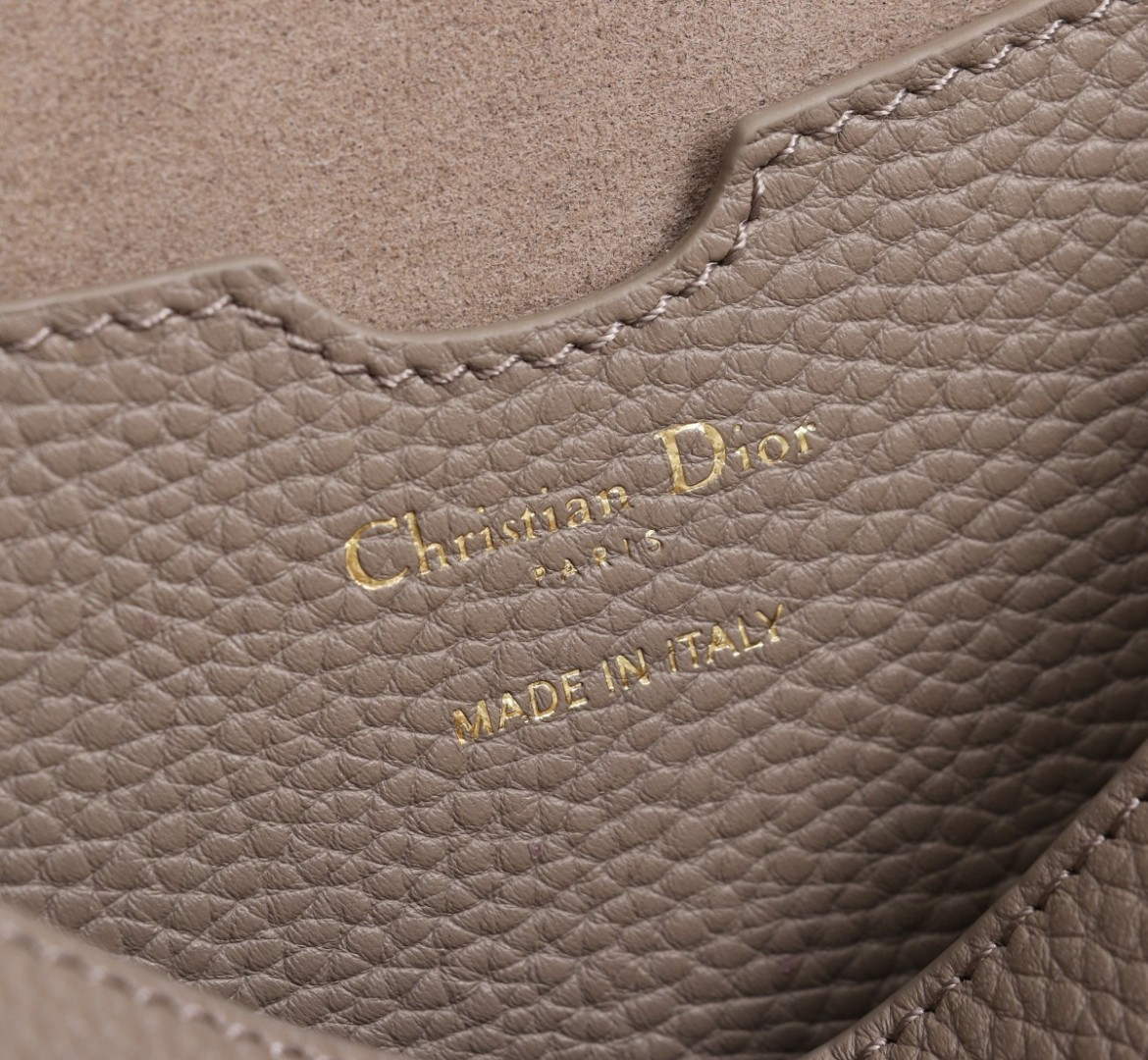 Dior M9320 Large Dior Bobby Bag Warm Taupe BoxCalfskin With Blue Oblique Embroidered Strap