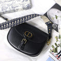 Dior M9320 Large Dior Bobby Bag Black Calfskin With Blue Oblique Embroidered Strap - Default Title - View 1