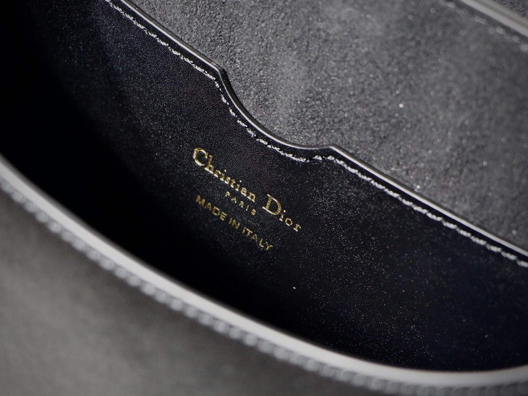 Dior M9320 Large Dior Bobby Bag Black Calfskin With Blue Oblique Embroidered Strap - Default Title - View 9
