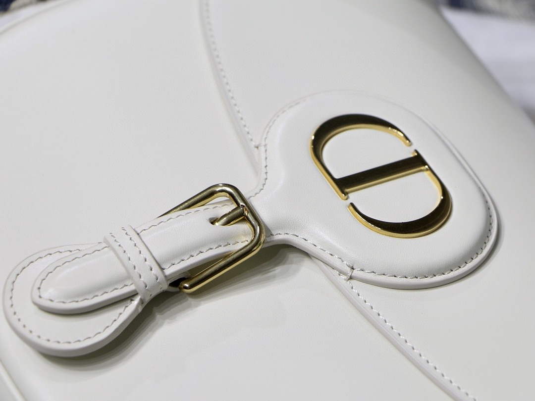 Dior M9320 Large Dior Bobby Bag Latte Box Calfskin With Blue Oblique Embroidered Strap - Default Title - View 2
