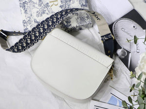 Dior M9320 Large Dior Bobby Bag Latte Box Calfskin With Blue Oblique Embroidered Strap - Default Title - View 3