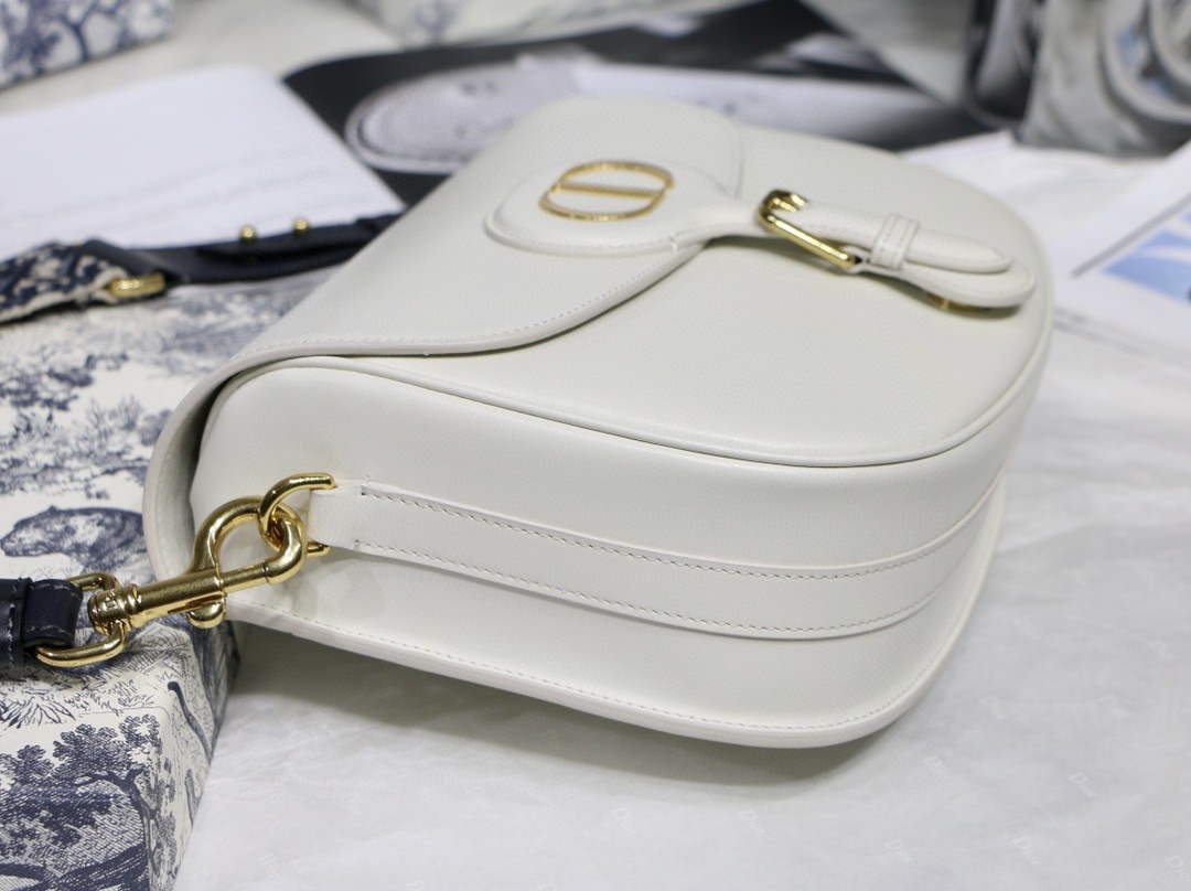 Dior M9320 Large Dior Bobby Bag Latte Box Calfskin With Blue Oblique Embroidered Strap