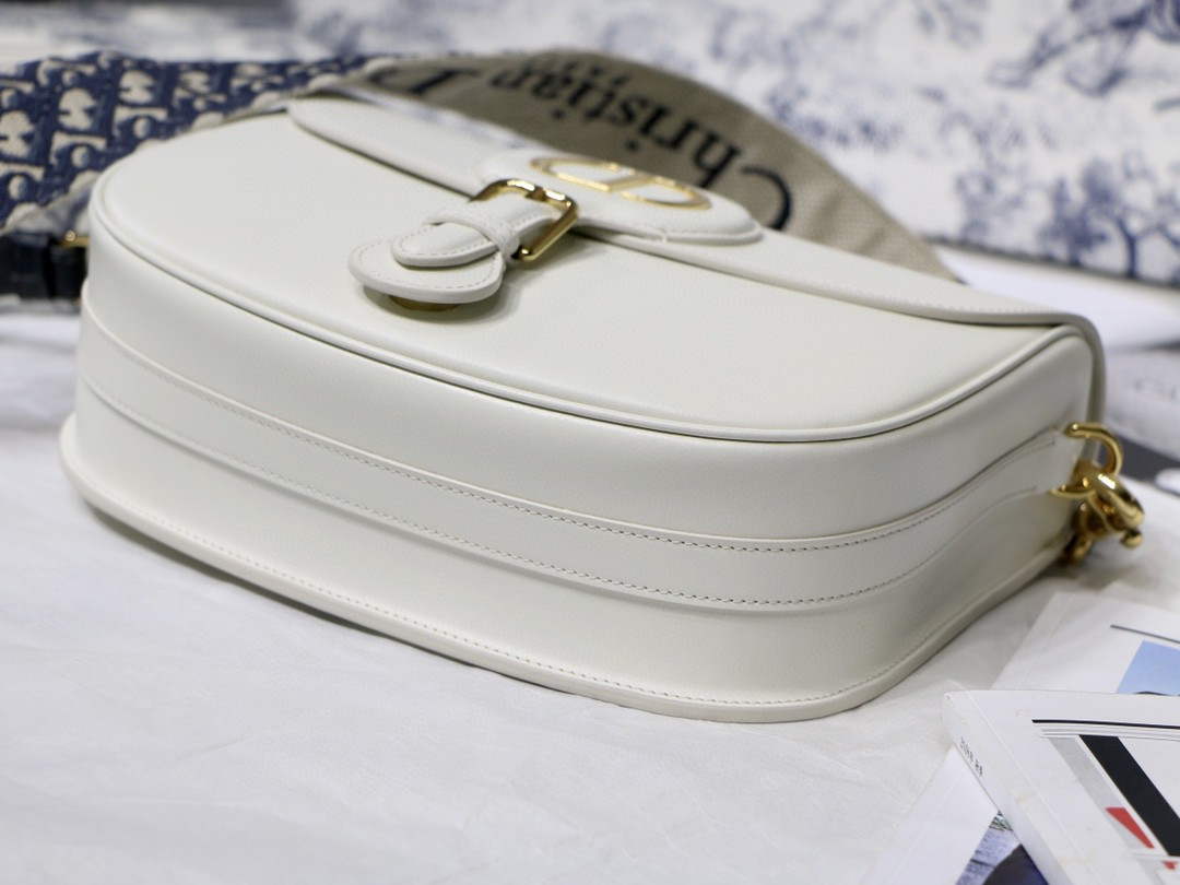 Dior M9320 Large Dior Bobby Bag Latte Box Calfskin With Blue Oblique Embroidered Strap