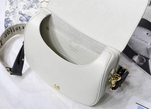 Dior M9320 Large Dior Bobby Bag Latte Box Calfskin With Blue Oblique Embroidered Strap - Default Title - View 7