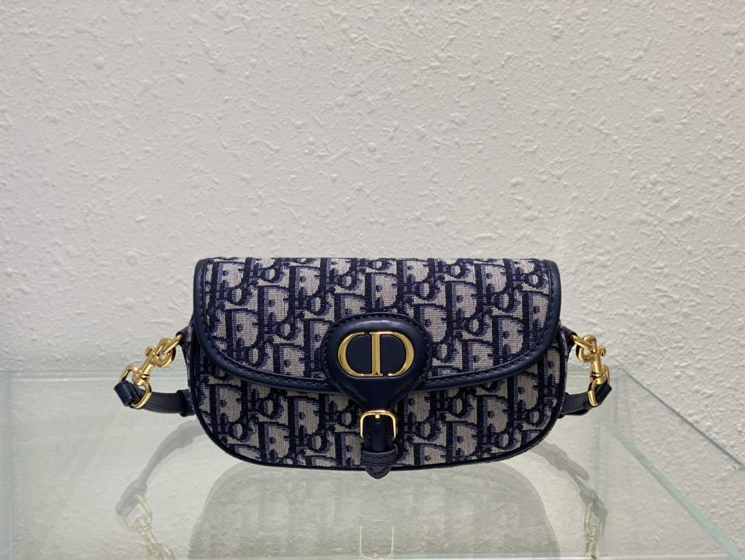 Dior M9327 Bobby bag East West Oblique Jacquard Navy Blue Box Calfskin - Default Title - View 1