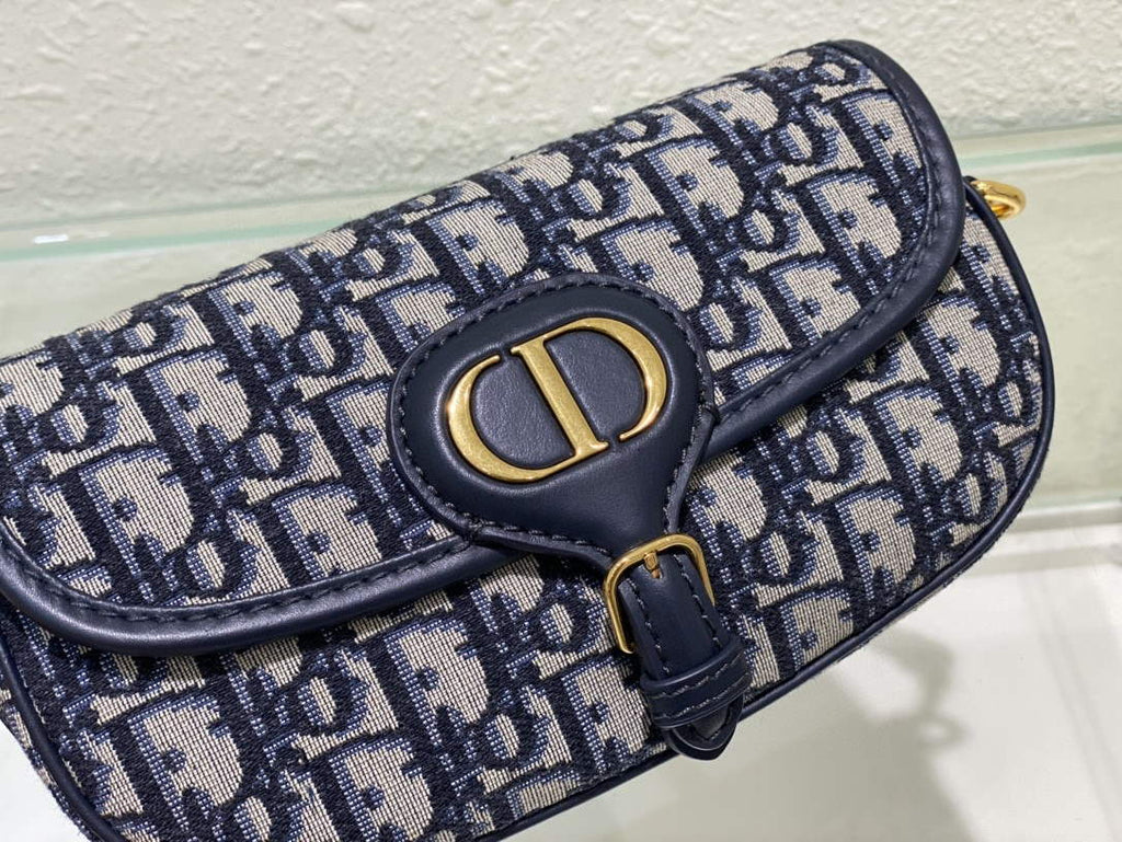Dior M9327 Bobby bag East West Oblique Jacquard Navy Blue Box Calfskin