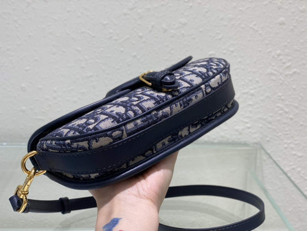 Dior M9327 Bobby bag East West Oblique Jacquard Navy Blue Box Calfskin