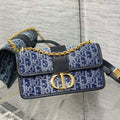 Dior M9334 30 Montaigne East-West Bag with Chain Bag with Chain Blue Denim Dior Oblique Jacquard M2027 - Default Title - View 1