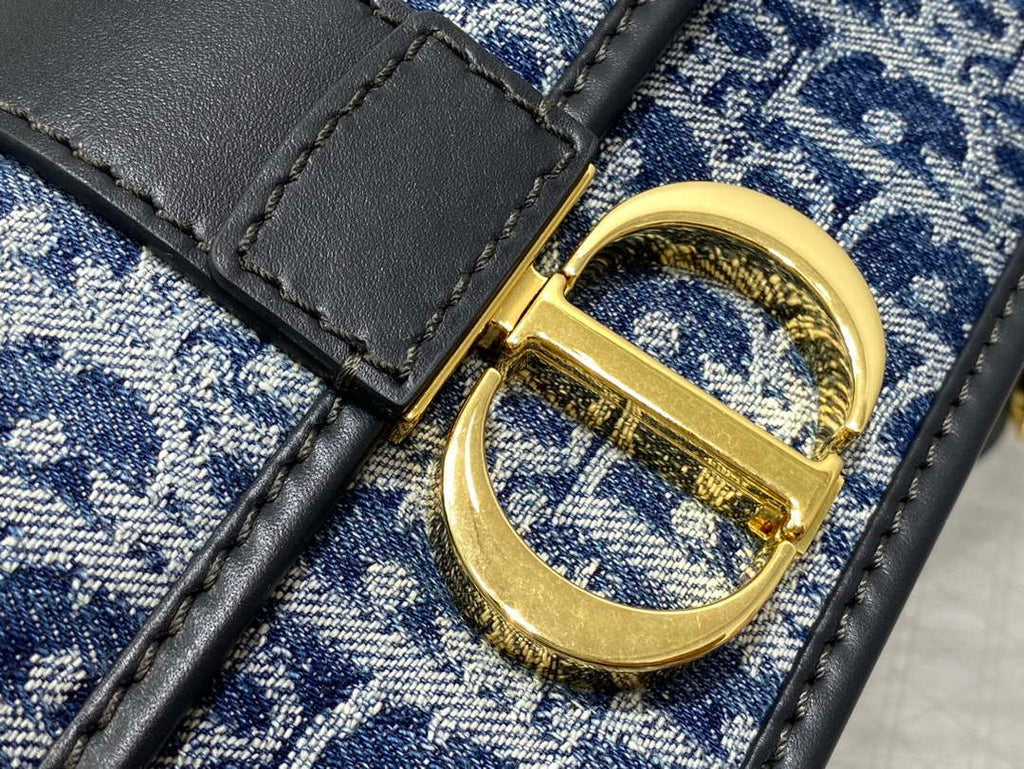 Dior M9334 30 Montaigne East-West Bag with Chain Bag with Chain Blue Denim Dior Oblique Jacquard M2027