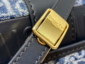 Dior M9334 30 Montaigne East-West Bag with Chain Bag with Chain Blue Denim Dior Oblique Jacquard M2027 - Default Title - View 4