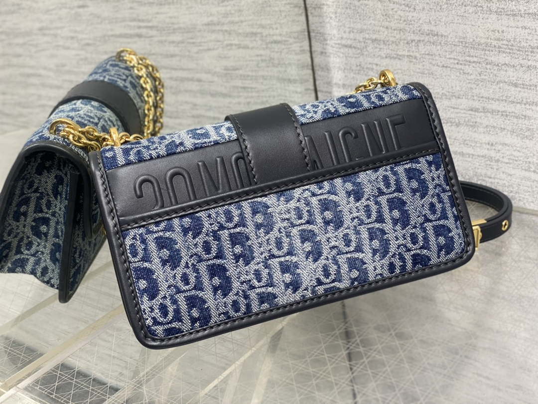 Dior M9334 30 Montaigne East-West Bag with Chain Bag with Chain Blue Denim Dior Oblique Jacquard M2027