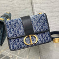 Dior M9334 30 Large Montaigne Bag with Chain Blue Denim Dior Oblique Jacquard M2028 - Default Title - View 1