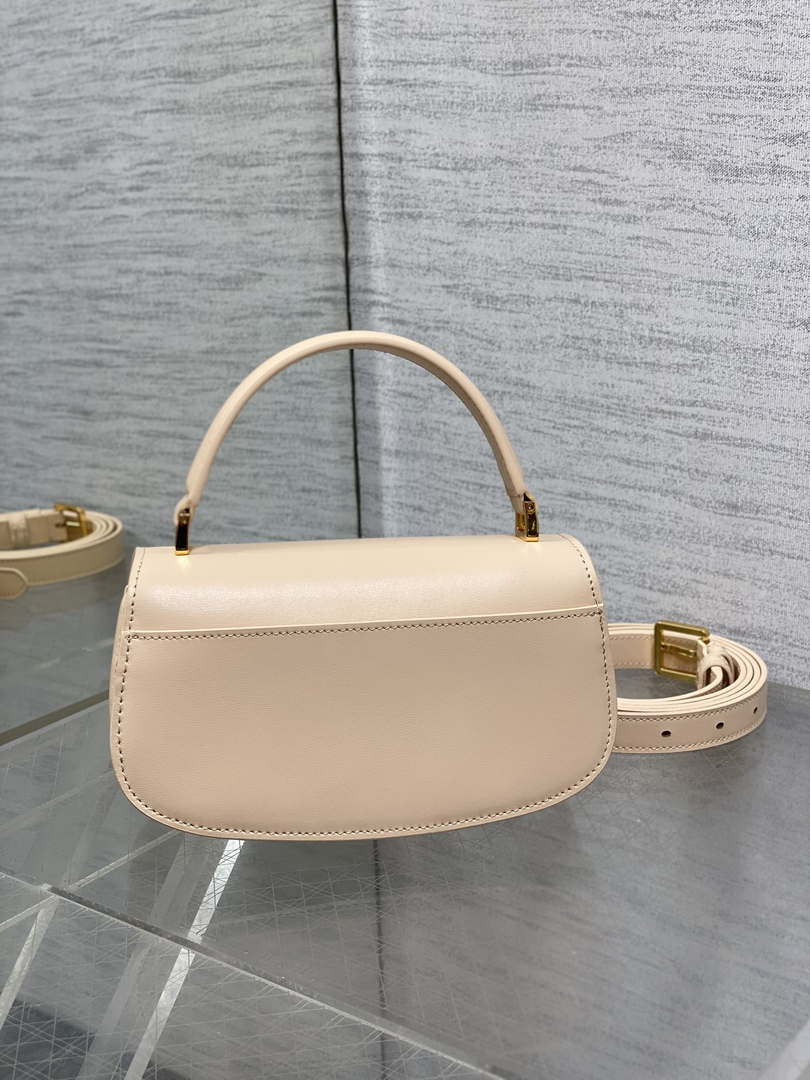 Dior M9370 Small 30 Montaigne Avenue Top Handle Bag Apricot Ribbed Calfskin
