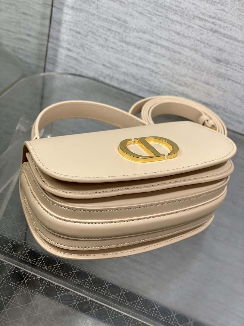 Dior M9370 Small 30 Montaigne Avenue Top Handle Bag Apricot Ribbed Calfskin
