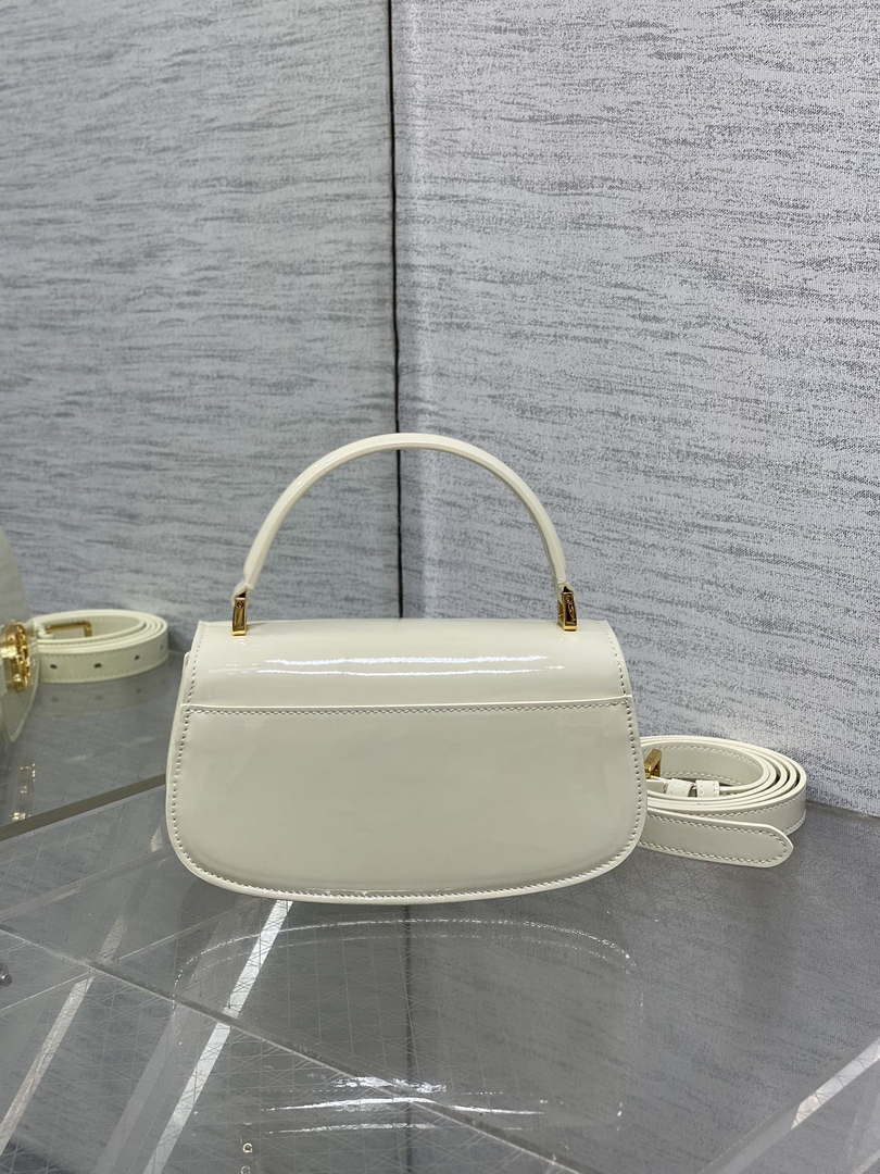 Dior M9370 Small 30 Montaigne Avenue Top Handle Bag Beige Patent leather