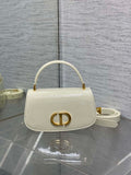 Dior M9370 Small 30 Montaigne Avenue Top Handle Bag Beige Patent leather