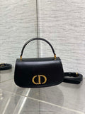 Dior M9370 Small 30 Montaigne Avenue Top Handle Bag Black Ribbed Calfskin