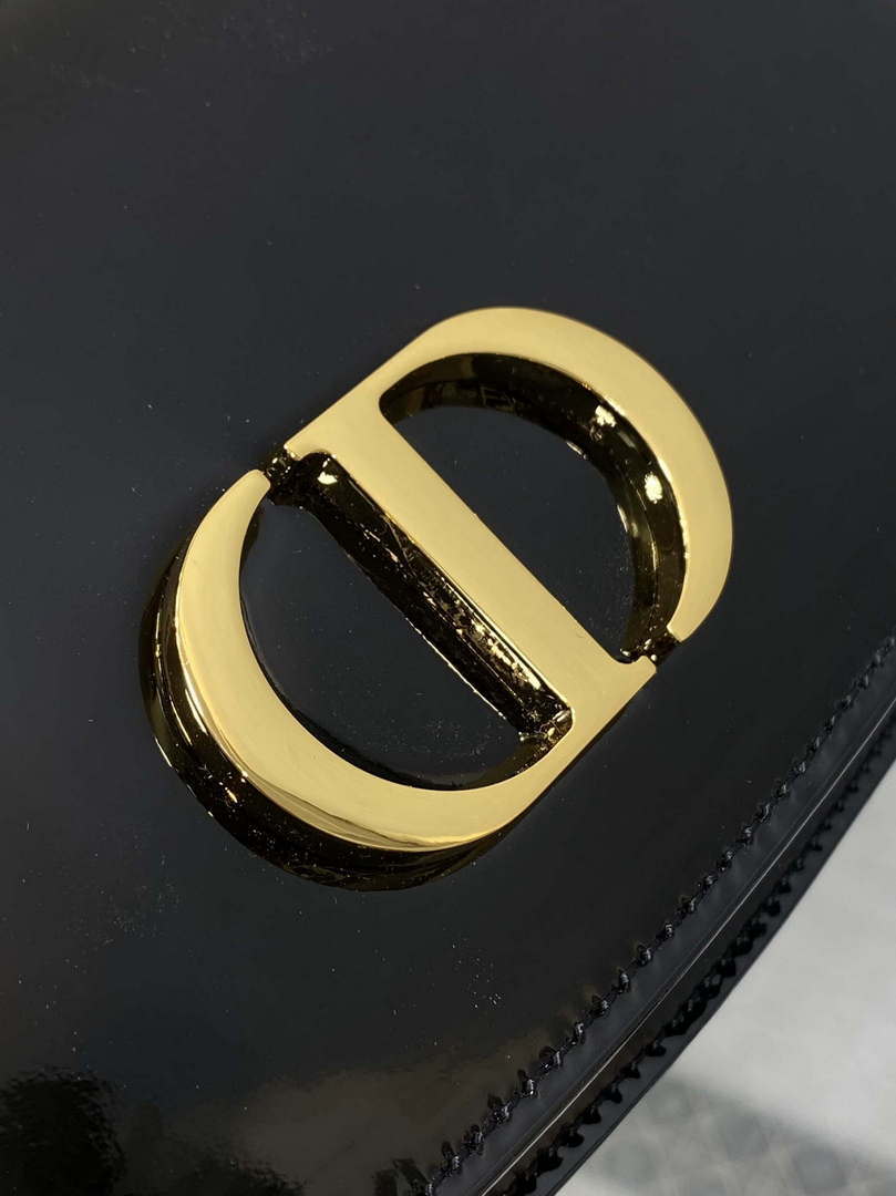 Dior M9370 Small 30 Montaigne Avenue Top Handle Bag Black Patent leather