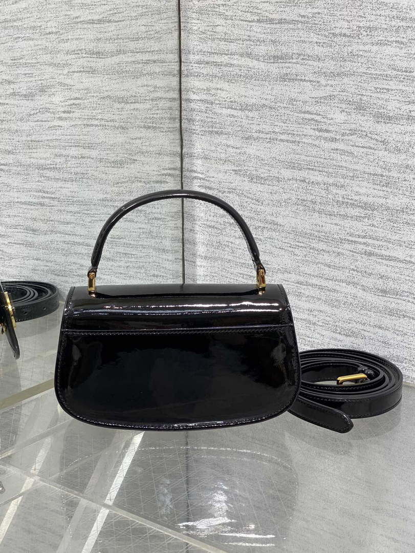 Dior M9370 Small 30 Montaigne Avenue Top Handle Bag Black Patent leather