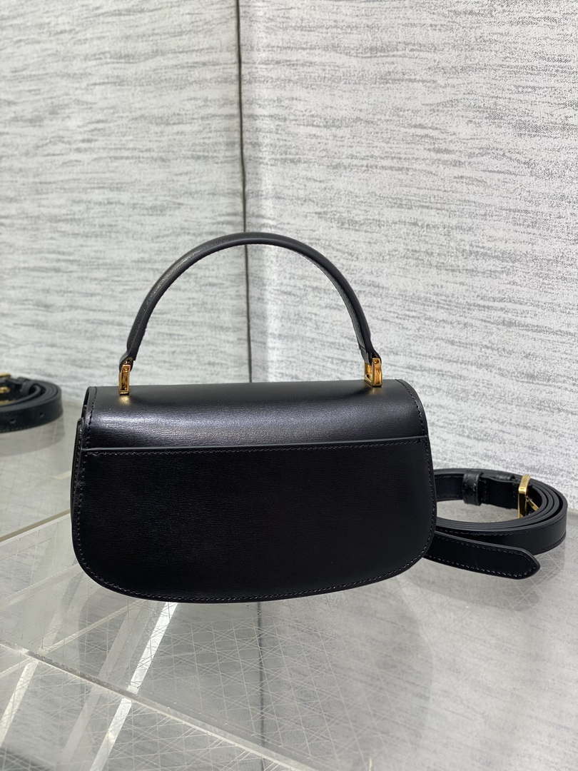Dior M9370 Small 30 Montaigne Avenue Top Handle Bag Black Ribbed Calfskin