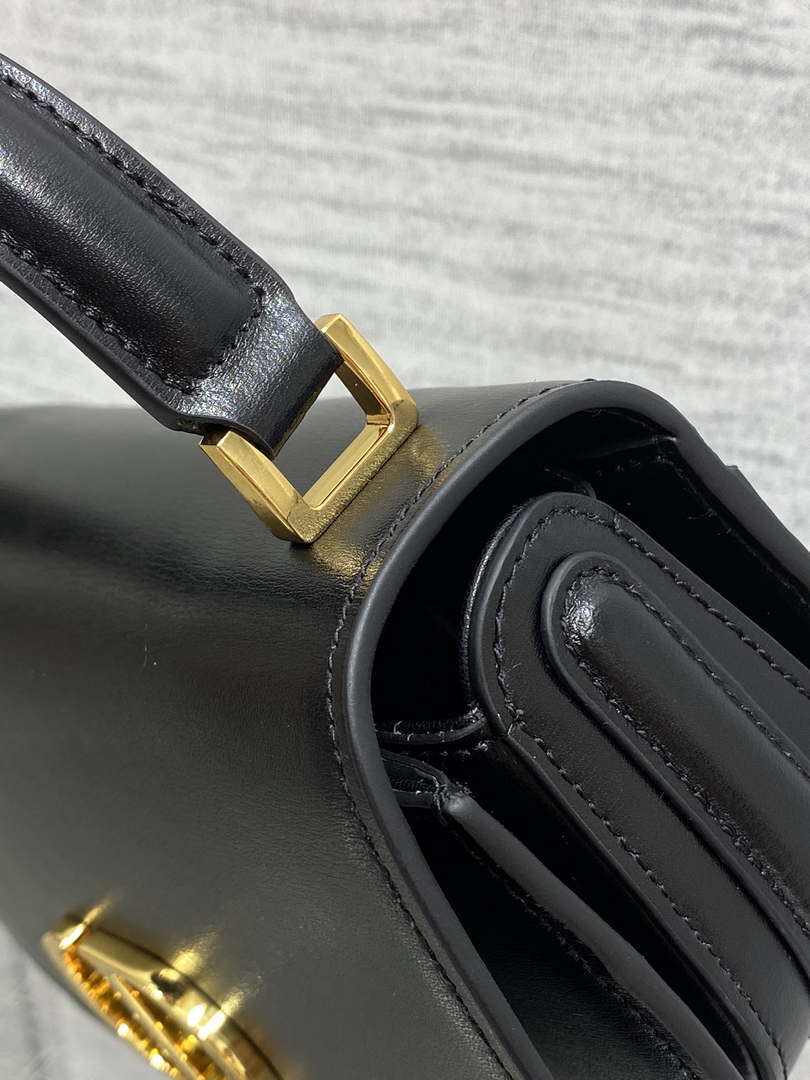 Dior M9370 Small 30 Montaigne Avenue Top Handle Bag Black Ribbed Calfskin