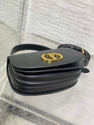Dior M9370 Small 30 Montaigne Avenue Top Handle Bag Black Ribbed Calfskin - Default Title - View 6