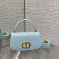 Dior M9370 Small 30 Montaigne Avenue Top Handle Bag Blue Patent leather - Default Title - View 1