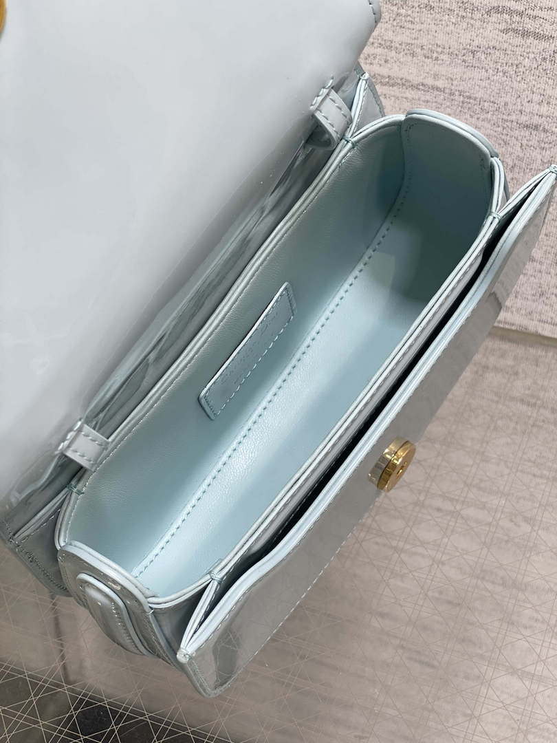 Dior M9370 Small 30 Montaigne Avenue Top Handle Bag Blue Patent leather