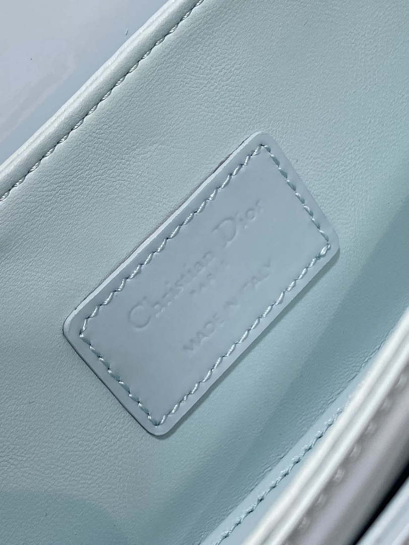 Dior M9370 Small 30 Montaigne Avenue Top Handle Bag Blue Patent leather